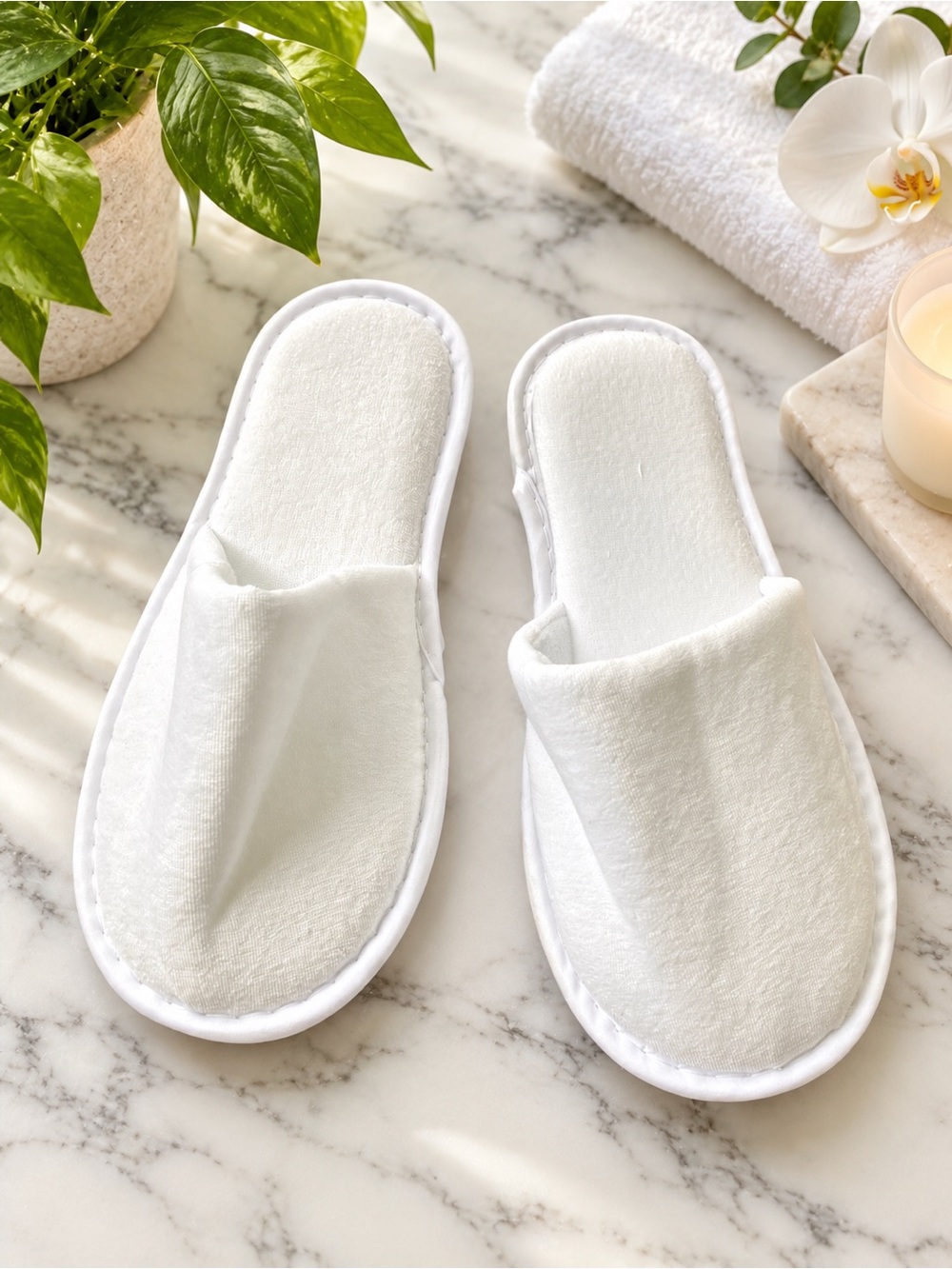 White Disposable Hotel Spa Slippers